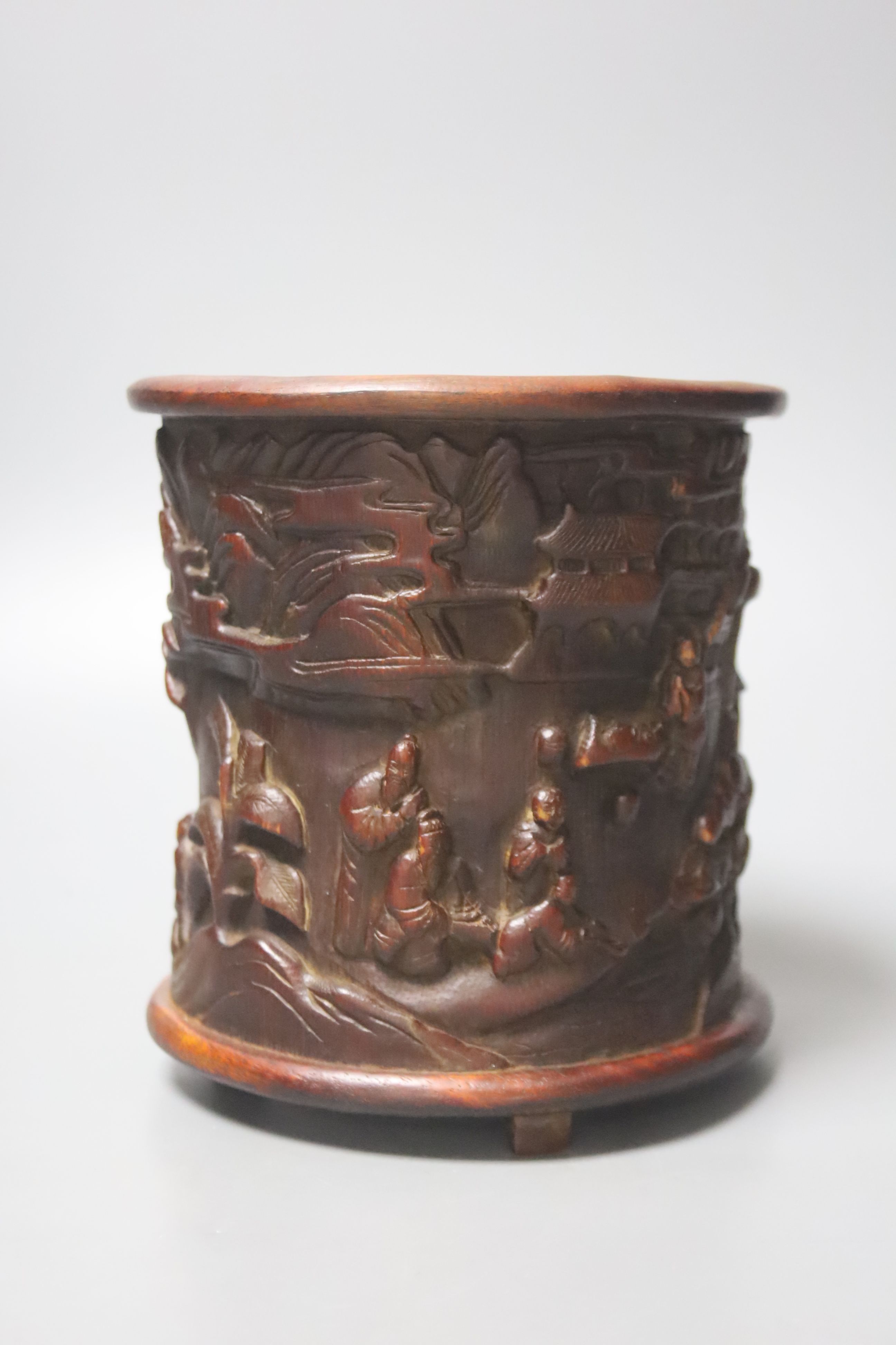 A Chinese carved brush pot, 15.5cm high